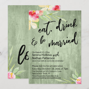 Eet, drink & wees getrouwd geschilderde bloemen gr kaart