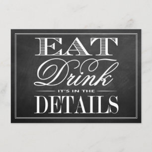 Eet, Drink & Wees Getrouwd Krijtbord Huwelijk Informatiekaartje