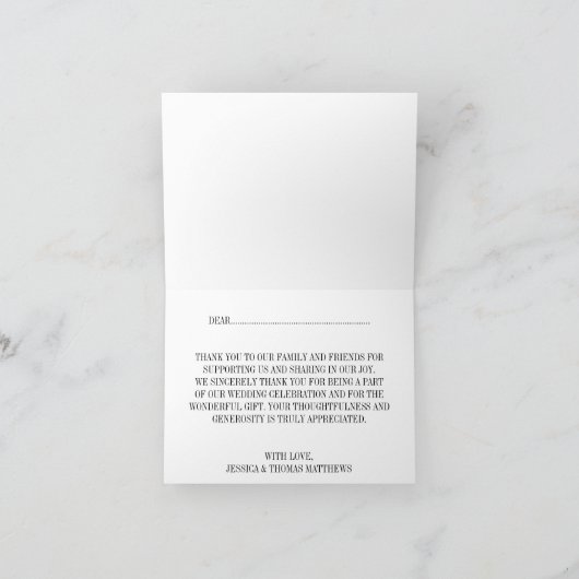 Eet, drink & wees getrouwd Modern zwart/wit huweli Bedankkaart (Binnen)