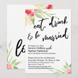 Eet, drink & wees getrouwd Typografie geschilderde Kaart