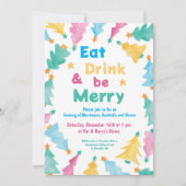 Eet Drink & wees Merry Party Uitnodiging Sjabloon (Voorkant)