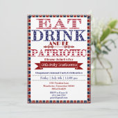 Eet Drink & Wees Patriottisch 4 juli Barbecue Part Kaart (Staand voorkant)