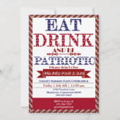 Eet Drink & Wees Patriottisch 4th Juli Zwembad & B Kaart (Voorkant)