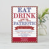 Eet Drink & Wees Patriottisch 4th Juli Zwembad & B Kaart (Staand voorkant)