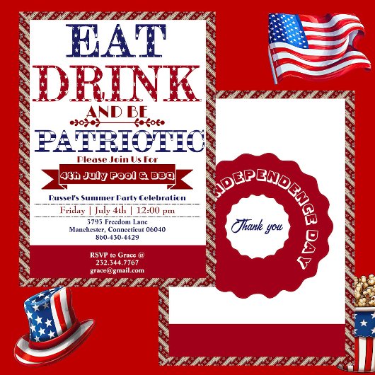 Eet Drink & Wees Patriottisch 4th Juli Zwembad & B Kaart