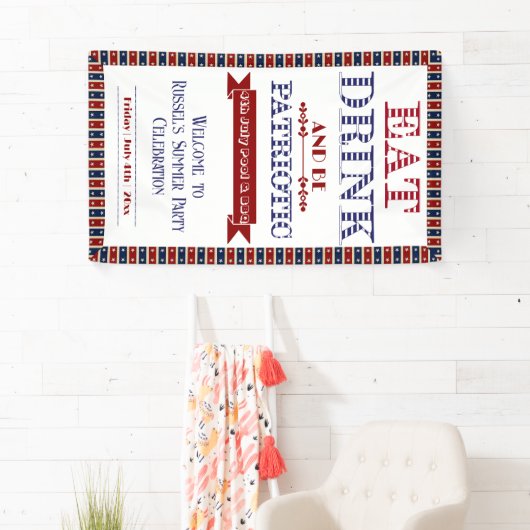 Eet Drink & Wees Patriottisch 4th Juli Zwembad & B Spandoek (Insitu)