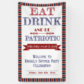 Eet Drink & Wees Patriottisch 4th Juli Zwembad & B Spandoek (Verticaal)