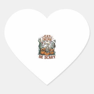 Eet Drink Wees Schrikwekkend Skelet Halloween Pomp Hart Sticker