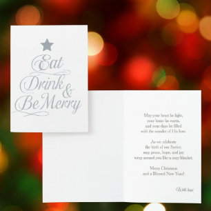 Eet, Drink & wees vrolijk Elegant Kerst Folie Kaarten