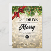 Eet, Drink Wees vrolijk Gold Pine Lights Vakantie  Kaart (Voorkant)