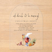 Eet Drink Wees vrolijk Kerst Acryl Acryl Uitnodigingen (Voorkant)