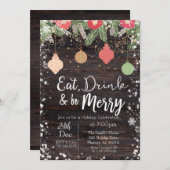 Eet, Drink & wees vrolijk Kerst Kaart, rustiek, Ke Kaart (Voorkant / Achterkant)