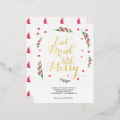 Eet drink & wees vrolijk kerstfeest uitnodiging (Voorkant / Achterkant)