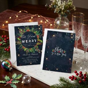 Eet, drink & wees vrolijk kerstfeest uitnodiging