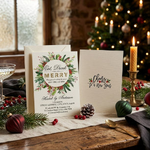 Eet, drink & wees vrolijk kerstfeest uitnodiging