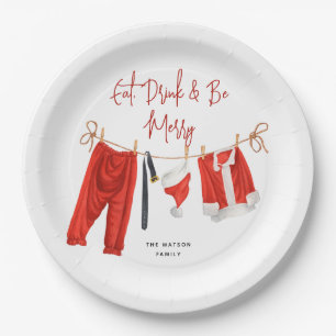 Eet, drink & wees vrolijk Kerstman kerstfeest Papieren Bordje