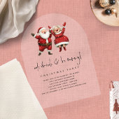 Eet Drink Wees vrolijk Kerstman Mevrouw Claus Kers Acryl Uitnodigingen