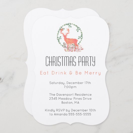 Eet, drink, wees vrolijk rendier Kerstfeest Kaart (Voorkant / Achterkant)