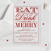 Eet, drink & wees vrolijk Rood Glitter Kerstmis