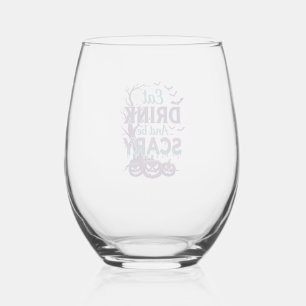 Eet Drink Word Schrik Halloween Griezeltje Boom Po Wijnglas Zonder Voet