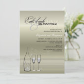 Eet Drink worden getrouwd Champagne repetitie dine Kaart (Staand voorkant)