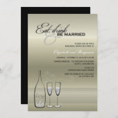 Eet Drink worden getrouwd Champagne repetitie dine Kaart (Voorkant / Achterkant)