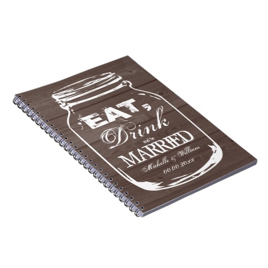 Eet drink worden getrouwde metselaar pot bruiloft notitieboek (Rechterzijde)