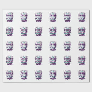 Eet Drink Wordt eng Halloween Griezelfilm Boom Pom Cadeaupapier