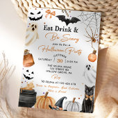 Eet Drinken & Wees eng Halloween Party Pompoen Kaart