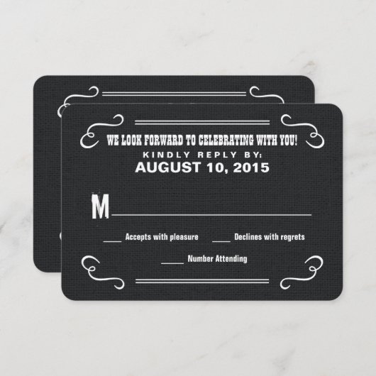 Eet Drinkt & RSVP Westerse jute huwelijksreactieka (Voorkant / Achterkant)