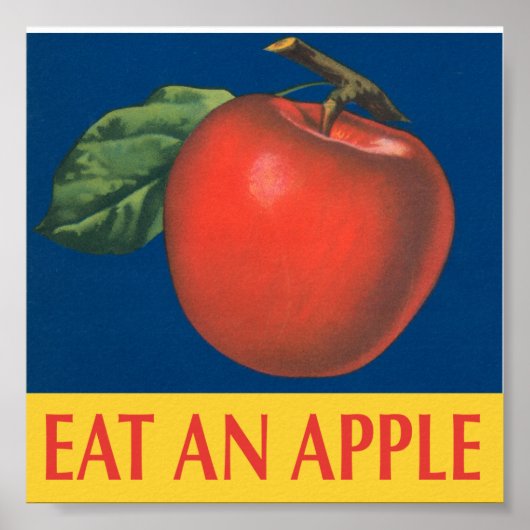 Eet een Apple met  illustratie Poster (Voorkant)