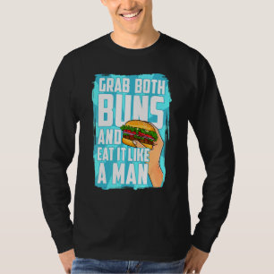 Eet een hamburger pak beide broodjes en eet het al t-shirt