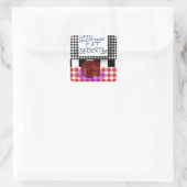 Eet eerst het dessert vierkante sticker (Tas)