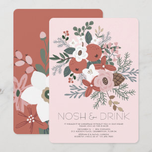 Eet- en drinkfestijn Kerstfoliage diner Feestdagenkaart