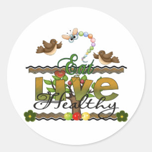 Eet en leef gezond ronde sticker