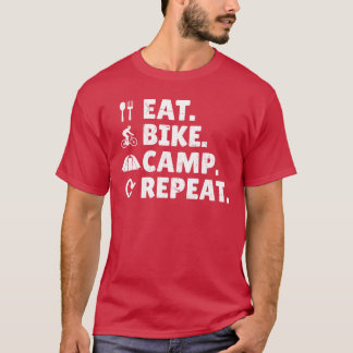 Eet Fiets Kampeer Herhaal Grind Fiets Bikepacking T-shirt