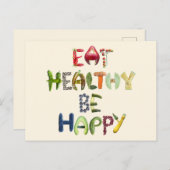 Eet gezond en wees gelukkig - Groenten en fruit Briefkaart (Voorkant / Achterkant)