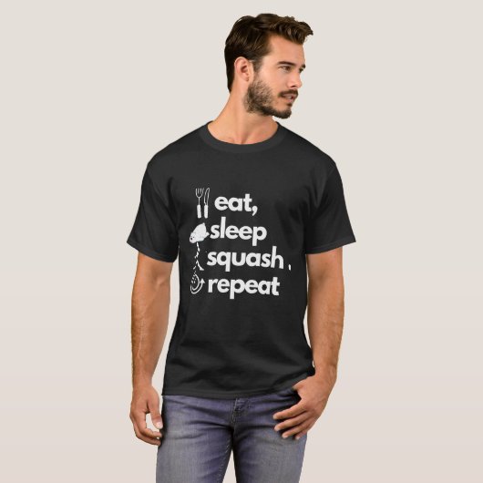 Eet grappig Slaap Squash Herhaal T-shirt (Voorkant volledig)