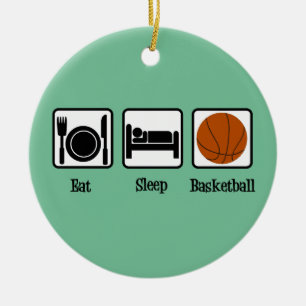 Eet het Basketbal van de Slaap Keramisch Ornament
