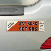 Eet hier en haal gas bumpersticker (Op auto)