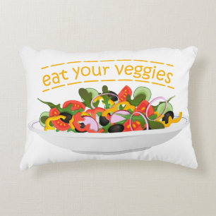 Eet je groenten Quote verse salade mix kom Accent Kussen