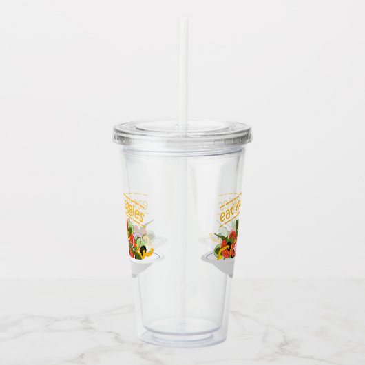 Eet je groenten Quote verse salade mix kom Acryl Drinkbeker (Rechts)