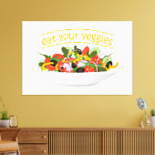 Eet je groenten Quote verse salade mix kom Canvas Afdruk (Insitu (Woonkamer))