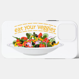 Eet je groenten Quote verse salade mix kom iPhone 13 Pro Max Hoesje