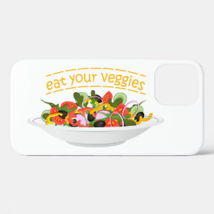 Eet je groenten Quote verse salade mix kom iPhone 12 Hoesje