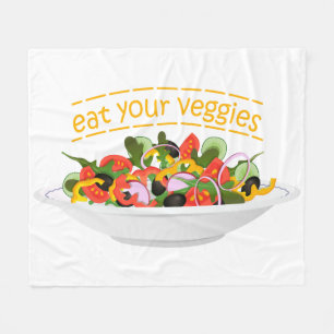 Eet je groenten Quote verse salade mix kom Fleece Deken