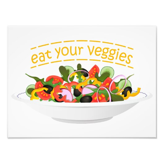 Eet je groenten Quote verse salade mix kom Foto Afdruk (Voorkant)