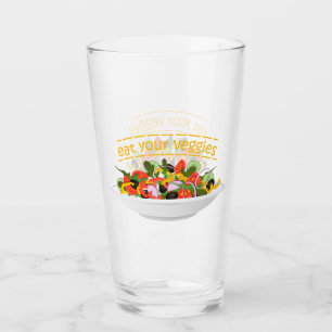 Eet je groenten Quote verse salade mix kom Glas