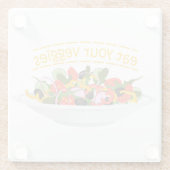 Eet je groenten Quote verse salade mix kom Glazen Onderzetter (Achterkant)