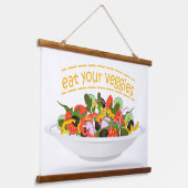 Eet je groenten Quote verse salade mix kom Hangend Wandkleed (Gebogen)